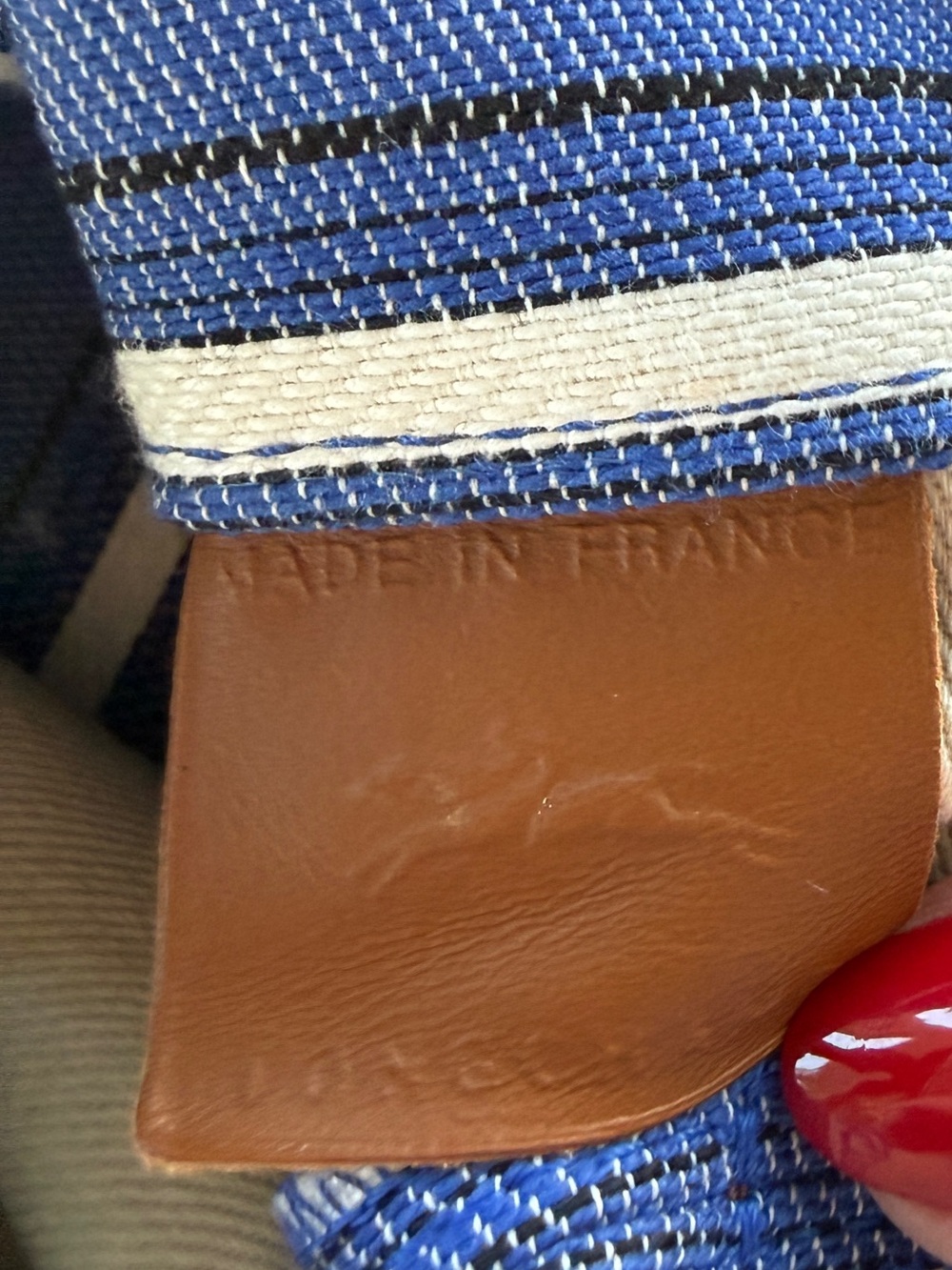 Longchamp Le Roseau Blue and White Striped Bucket Bag - Picture 9 of 10